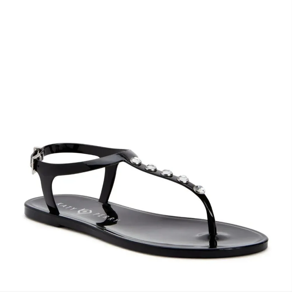 Katy Perry The Geli Diamond Black Thong Jelly Sandals